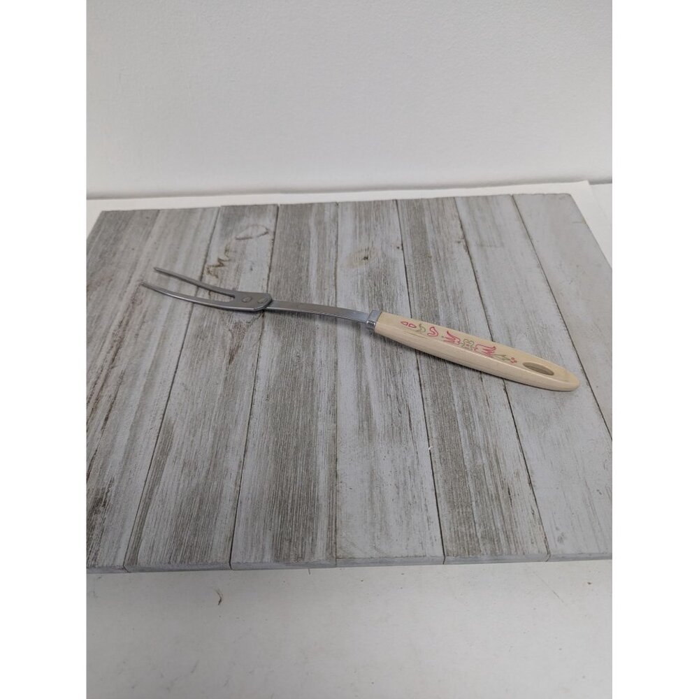 Androck Fork Stainless Steel Meat Carving Cream Handle Turkey Vintage USA 12"